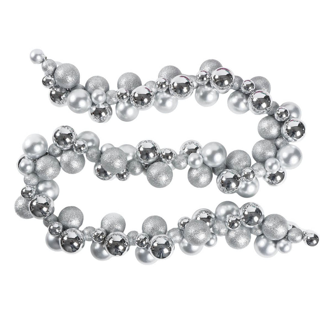 72" Silver Christmas Ball Ornament Garland – Tree & Mantel Décor