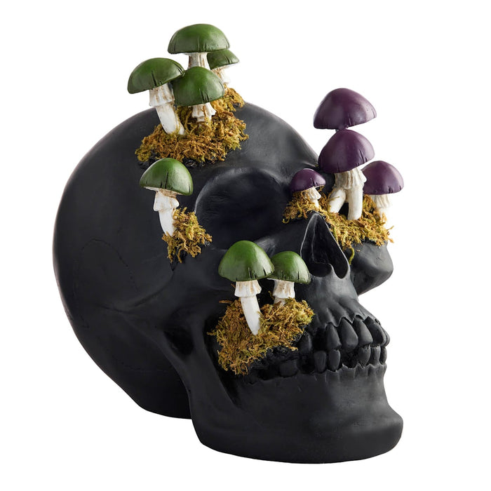 9.5-inch skull with mushrooms gothic Halloween figurine