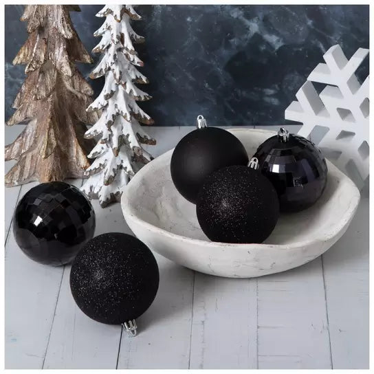 Small set of 32 80mm Black Christmas ball ornaments