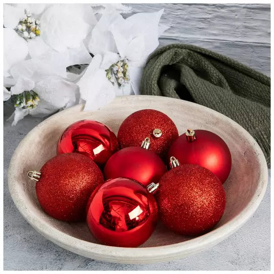 Small set of 32 80mm Red Christmas ball ornaments