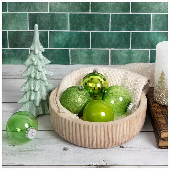 Small set of 32 80mm Lime Christmas ball ornaments