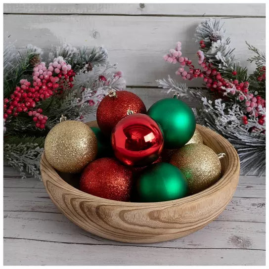 Small set of 32 80mm Red, Green & Gold Christmas ball ornaments