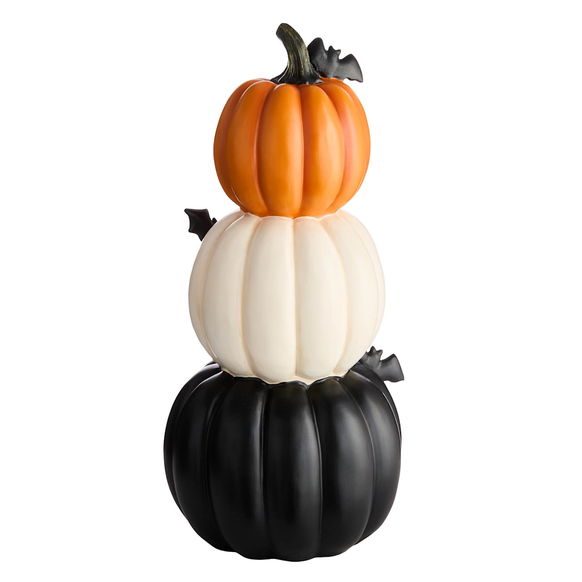 15.6" Black Stacked Jack-O'-Lantern Resin Halloween Decoration