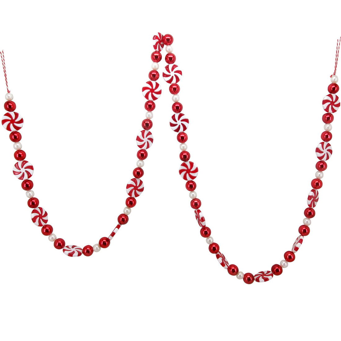 72" Candy Garland – Red & White Peppermint Holiday Décor