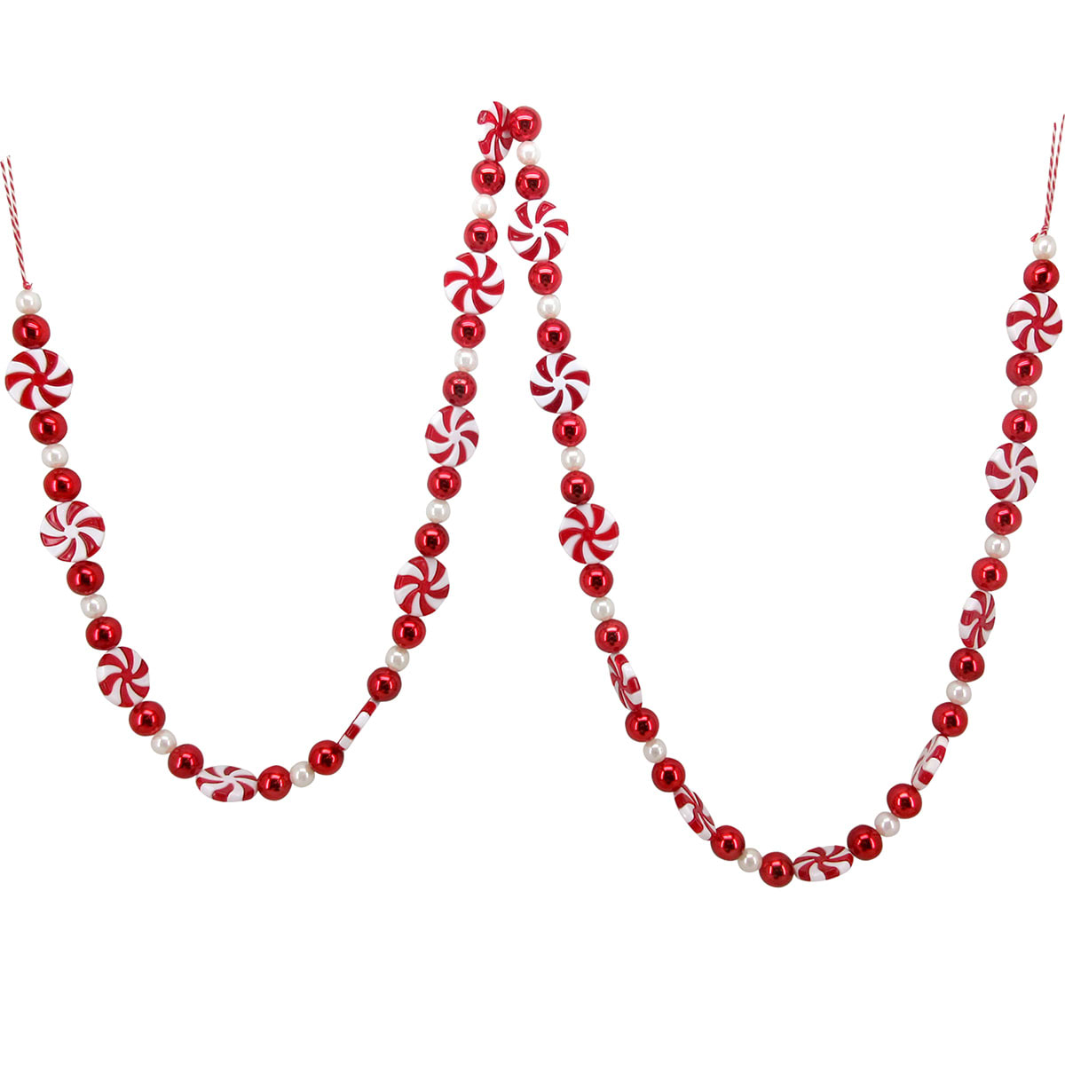 72" Candy Garland – Red & White Peppermint Holiday Décor