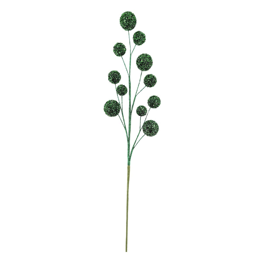 Green 33-inch tinsel ball stem, sold as a set of two