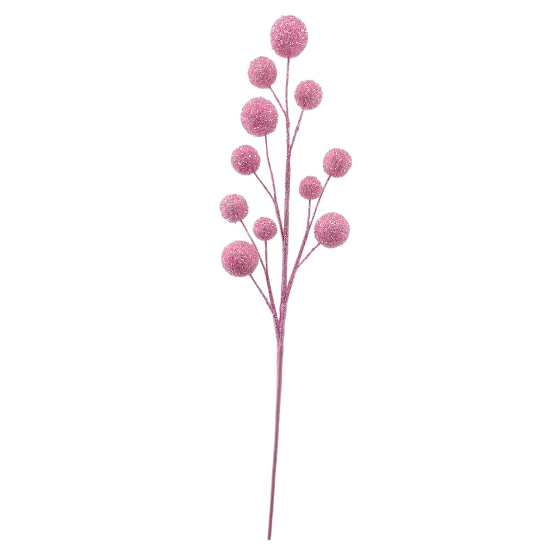 Pink 33-inch tinsel ball stem, sold as a set of two