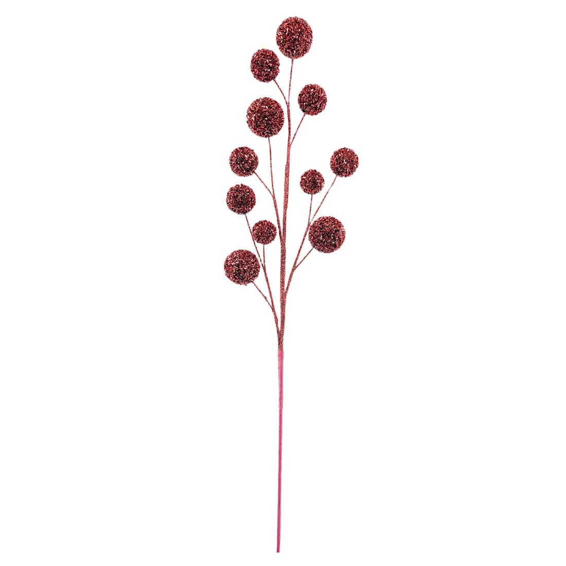 Red 33-inch tinsel ball stem, sold as a set of two