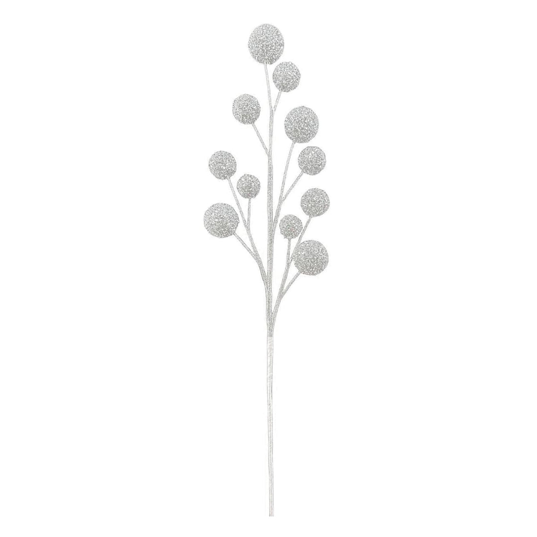 Silver 33-inch tinsel ball stem, sold as a set of two
