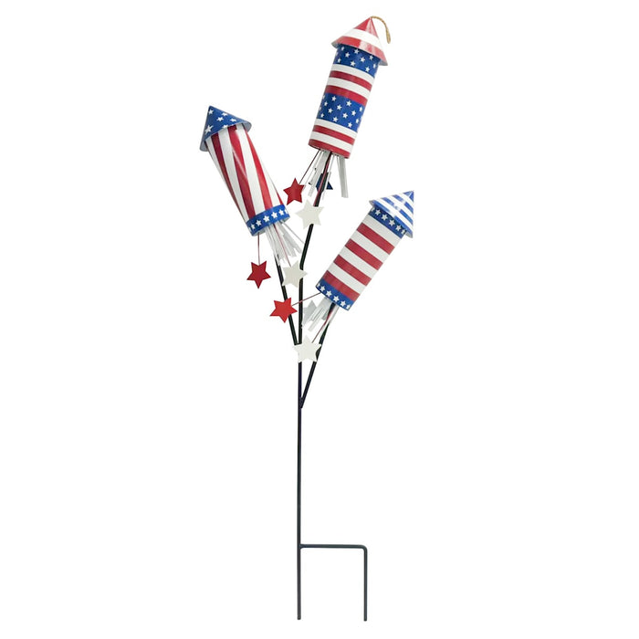 30-inch red white and blue triple firecracker patriotic yard stake