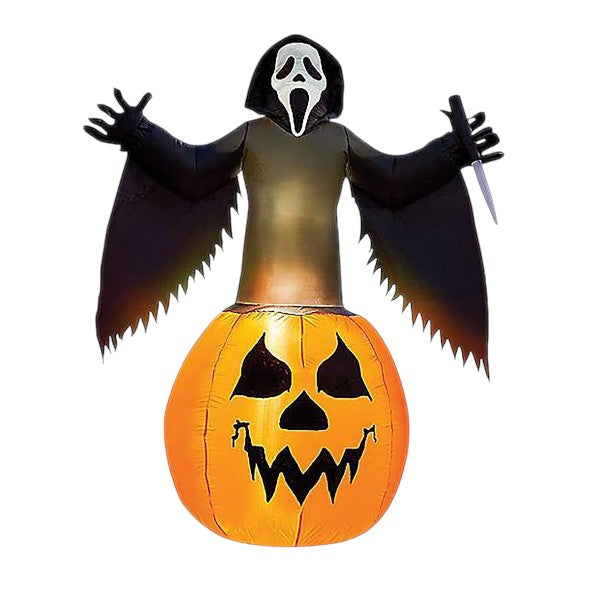 6-foot jack-o'-lantern with Ghost Face Halloween inflatable
