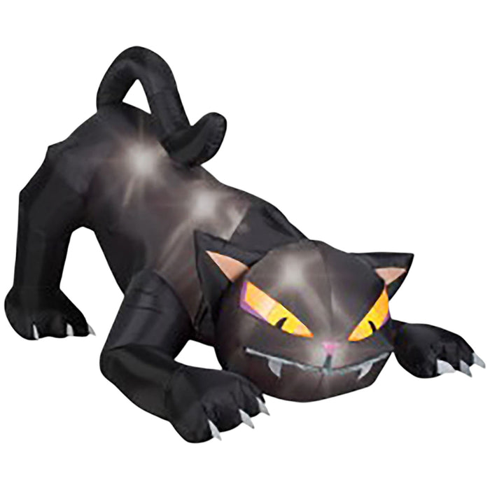 72-inch animated black cat Halloween yard inflatable with swiveling head