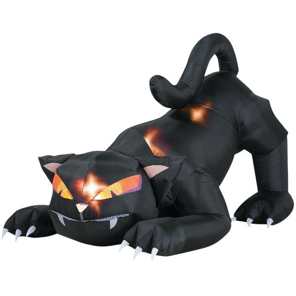 72-inch animated black cat Halloween inflatable with turning head