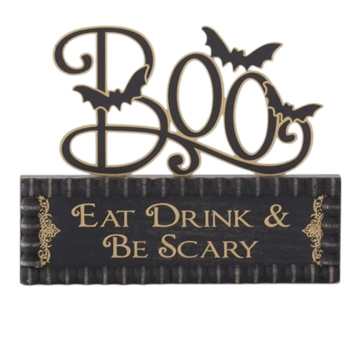 7.75 by 9.5-inch BOO Halloween brick cutout sign
