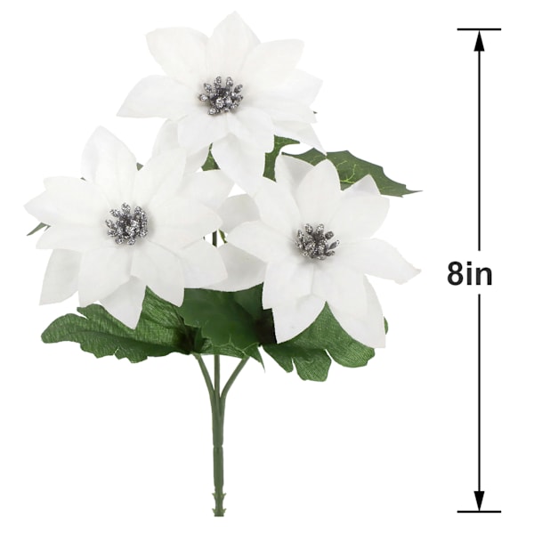 White Velvet Poinsettia Pick, 8