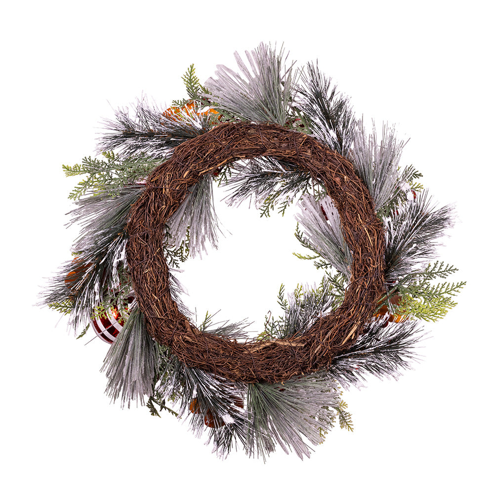 20" Un-Lit Gingerbread Flocked Green Christmas Wreath