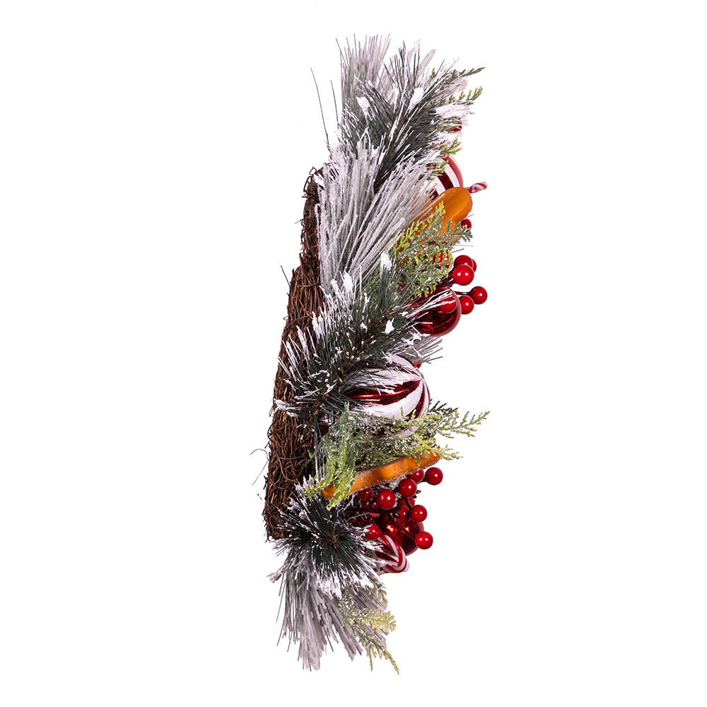 20" Un-Lit Gingerbread Flocked Green Christmas Wreath