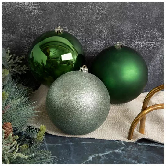 Extra Large set of 3 200mm Pine & Sage Christmas ball ornaments