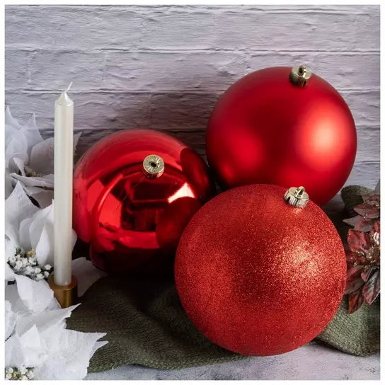 Extra Large set of 3 200mm Red Christmas ball ornaments