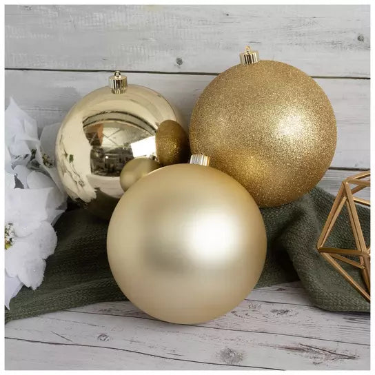 Extra Large set of 3 200mm Gold Christmas ball ornaments