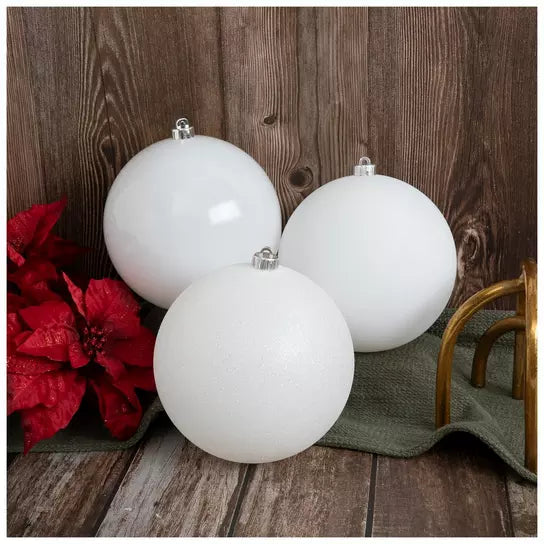 Extra Large set of 3 200mm White & Silver Christmas ball ornaments