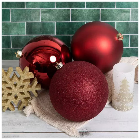 Extra Large set of 3 200mm Oxblood Christmas ball ornaments