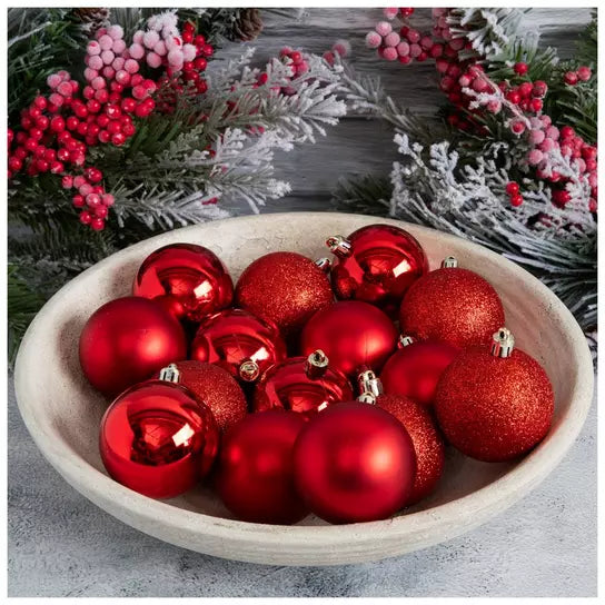 Extra Small set of 50 60mm Red Christmas ball ornaments; props not included
