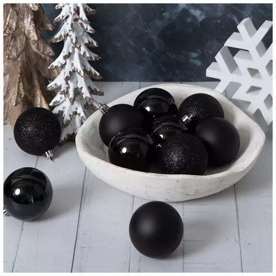 Extra Small set of 50 60mm Black Christmas ball ornaments; props not included
