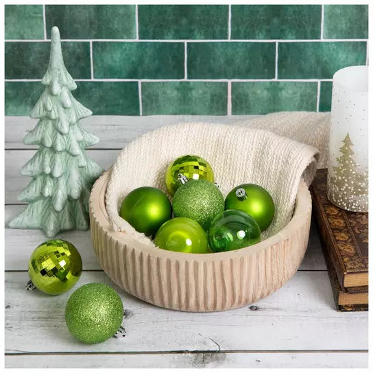 Extra Small set of 50 60mm Lime Christmas ball ornaments; props not included