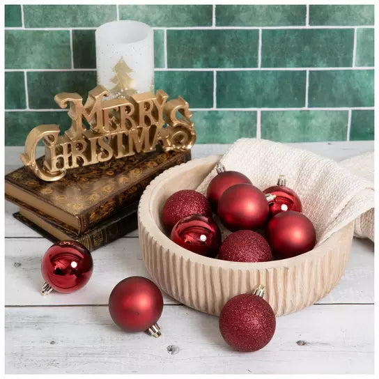 Extra Small set of 50 60mm Oxblood Christmas ball ornaments; props not included