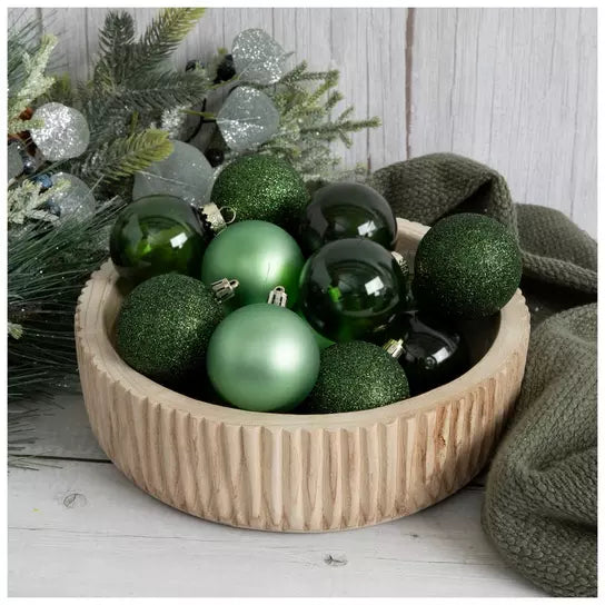 Extra Small set of 50 60mm Pine & Sage Christmas ball ornaments; props not included