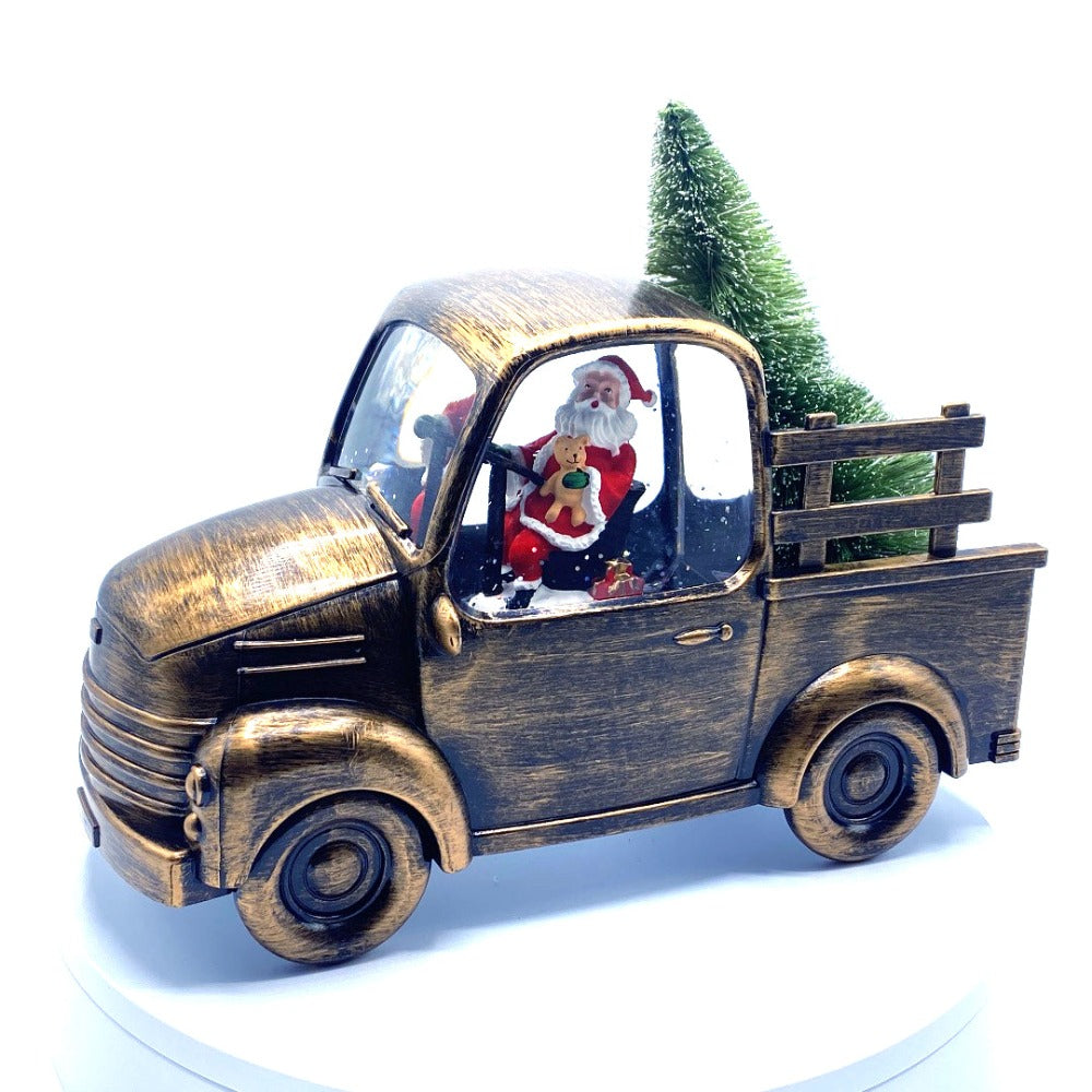 10" Vintage Truck Water Snow Globe with Santa