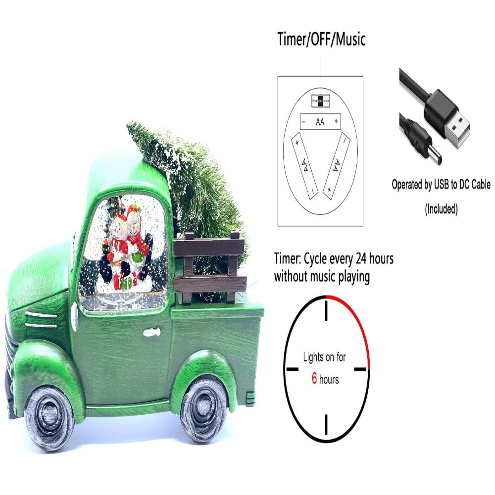 10" Car Water Snow Globe with Snowman Family – alternate view