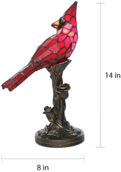 Red cardinal stained glass accent lamp for tabletop display