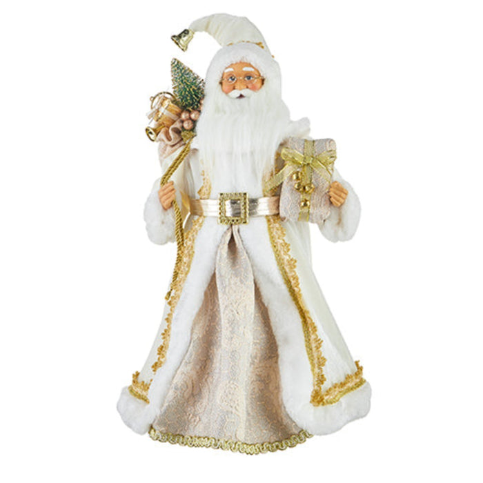 18" Gold & White Santa Christmas Decoration