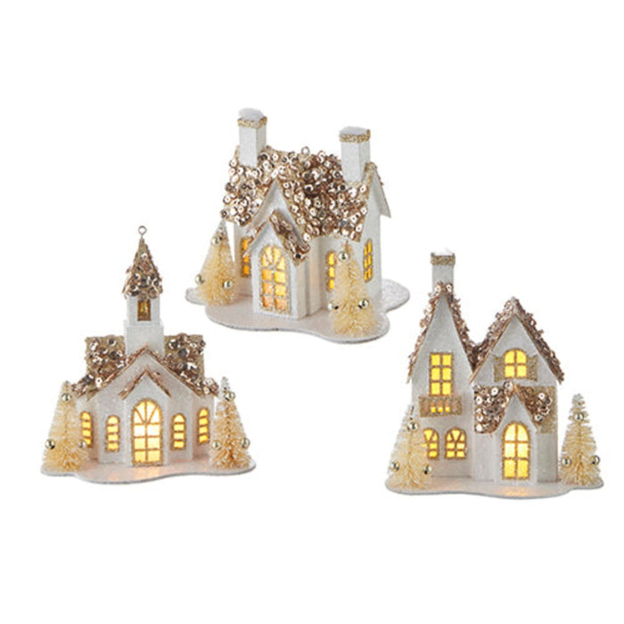 5-inch lighted house Christmas ornament, assorted style