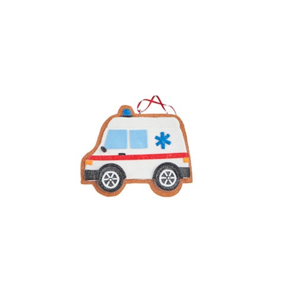 5" Gingerbread Emergency Vehicle Christmas Ornament – alternate view