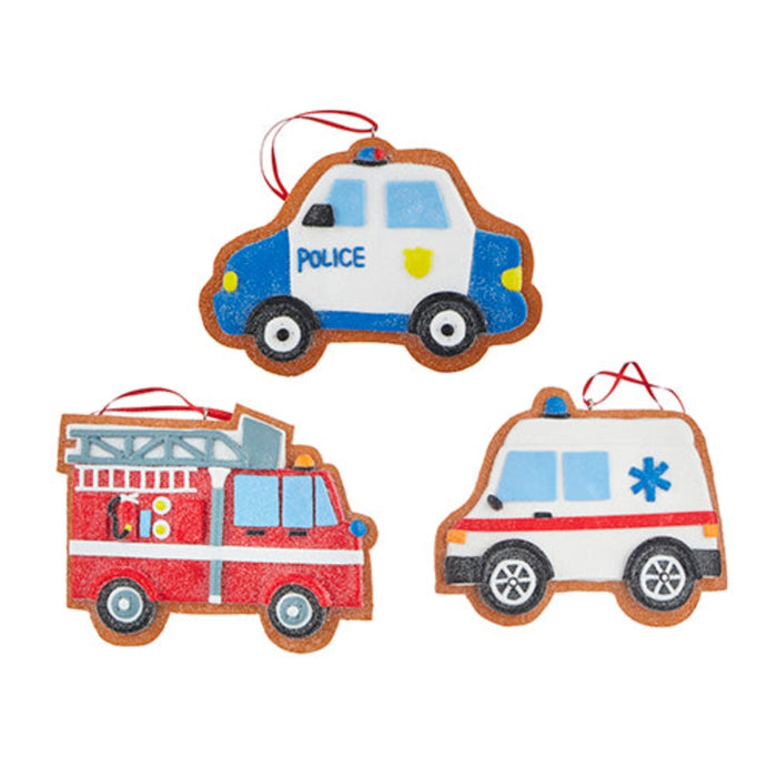 5" Gingerbread Emergency Vehicle Christmas Ornament