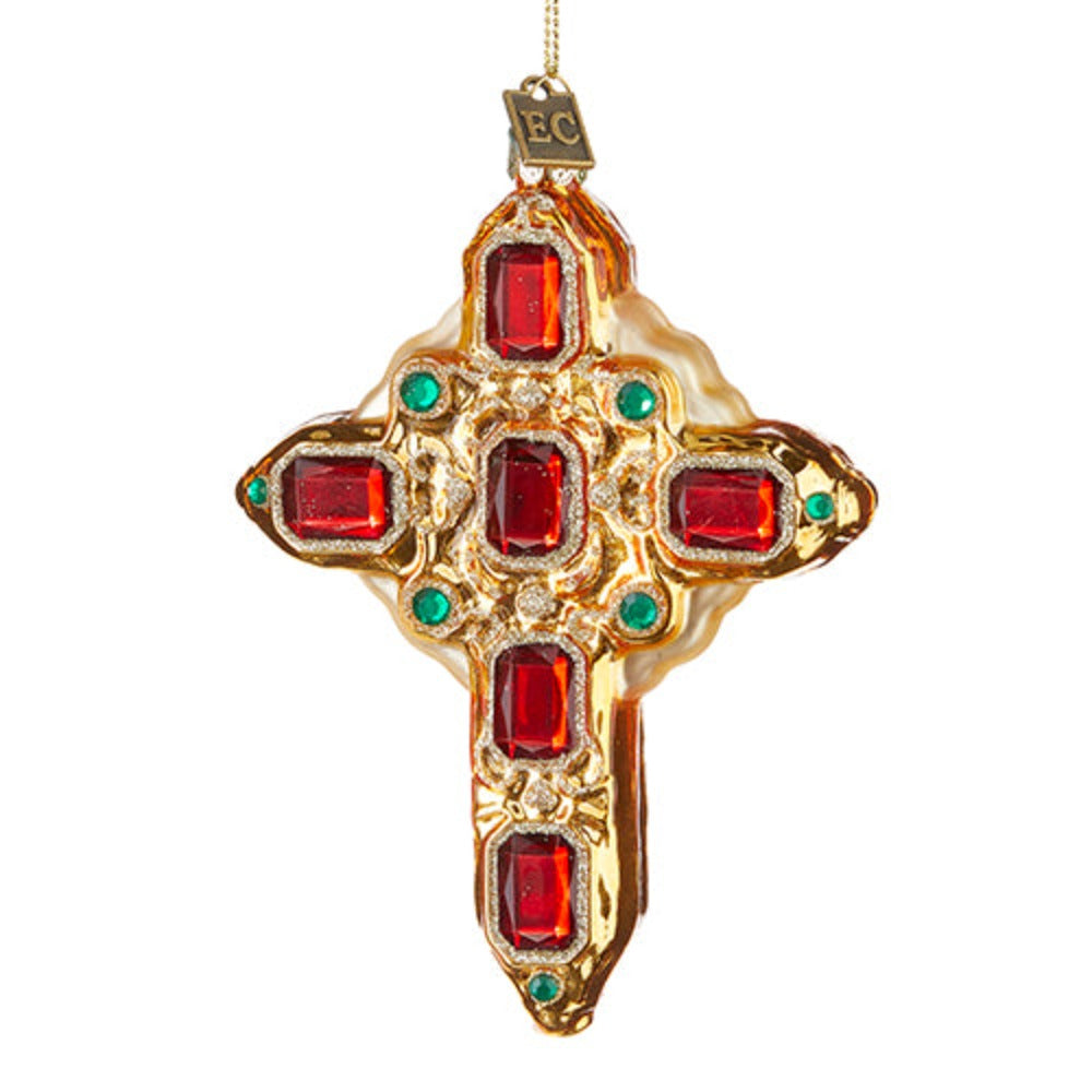 5.5-inch jeweled cross Christmas ornament