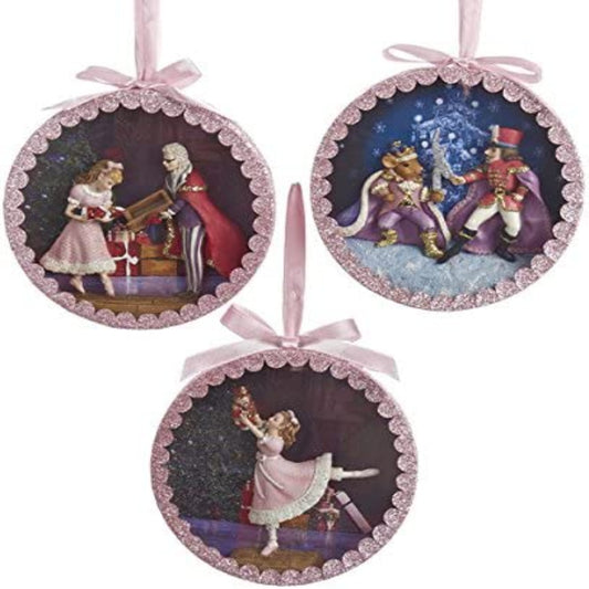 5" Nutcracker Suite Shadow Box Ornaments – Set of 3 Assorted Christmas Decorations