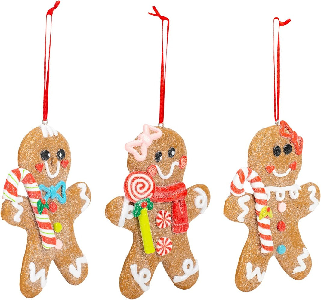 5" Gingerbread Man Christmas Ornaments – Set of 3 – alternate view