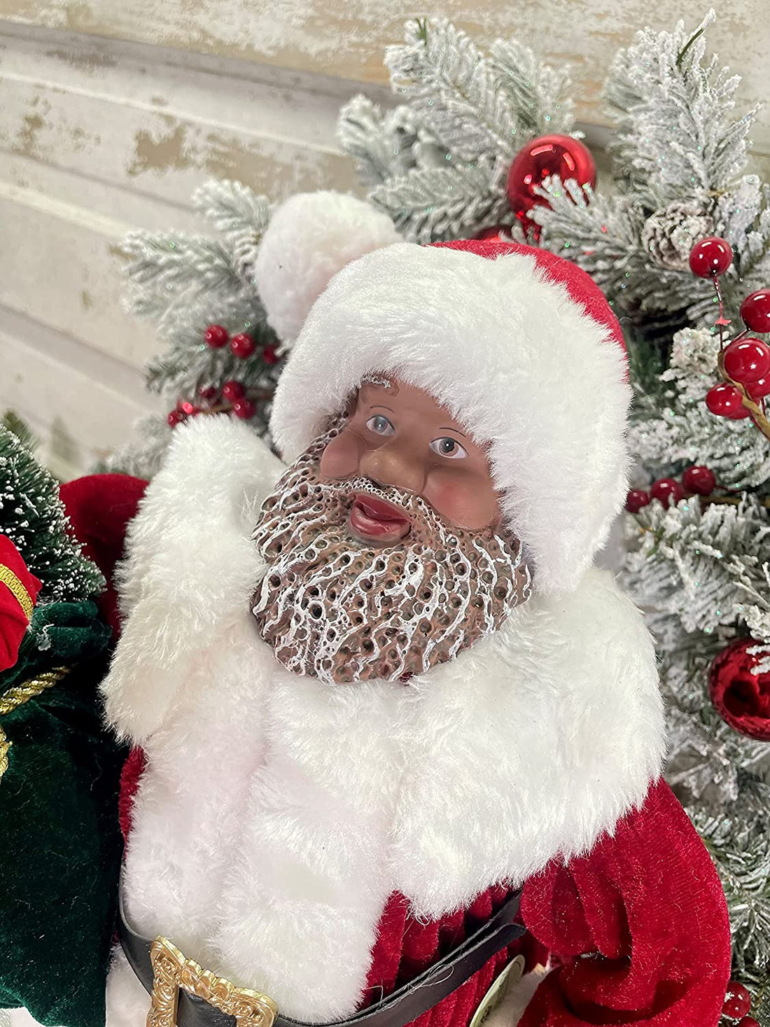19-inch African American Santa in black velvet with fur trim – additional product image 3