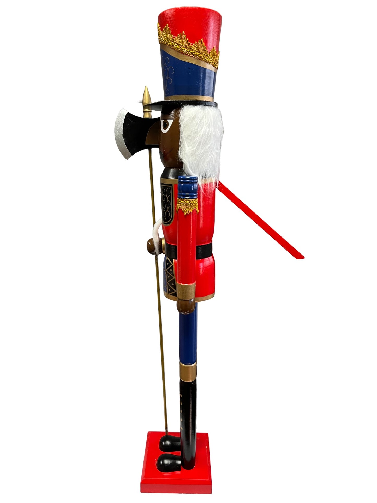 4ft Life-Size Blue Glitter Christmas Nutcracker King – African American Wooden Nutcracker Decoration