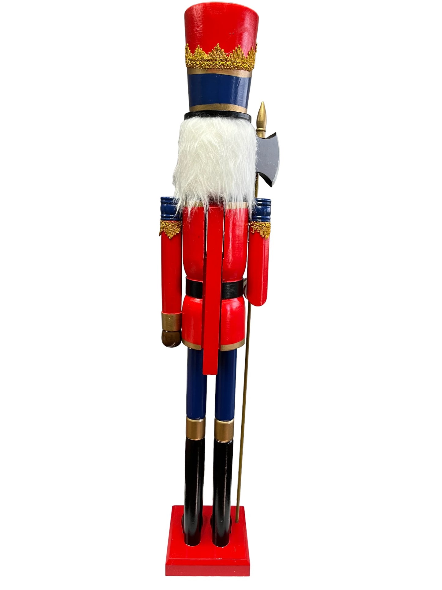 4ft Life-Size Blue Glitter Christmas Nutcracker King – African American Wooden Nutcracker Decoration