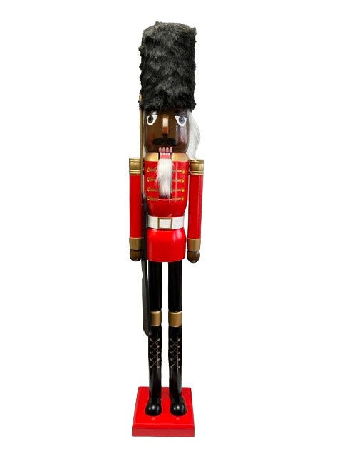 4ft Life-Size Blue Glitter Christmas Nutcracker King – African American Wooden Nutcracker Decoration