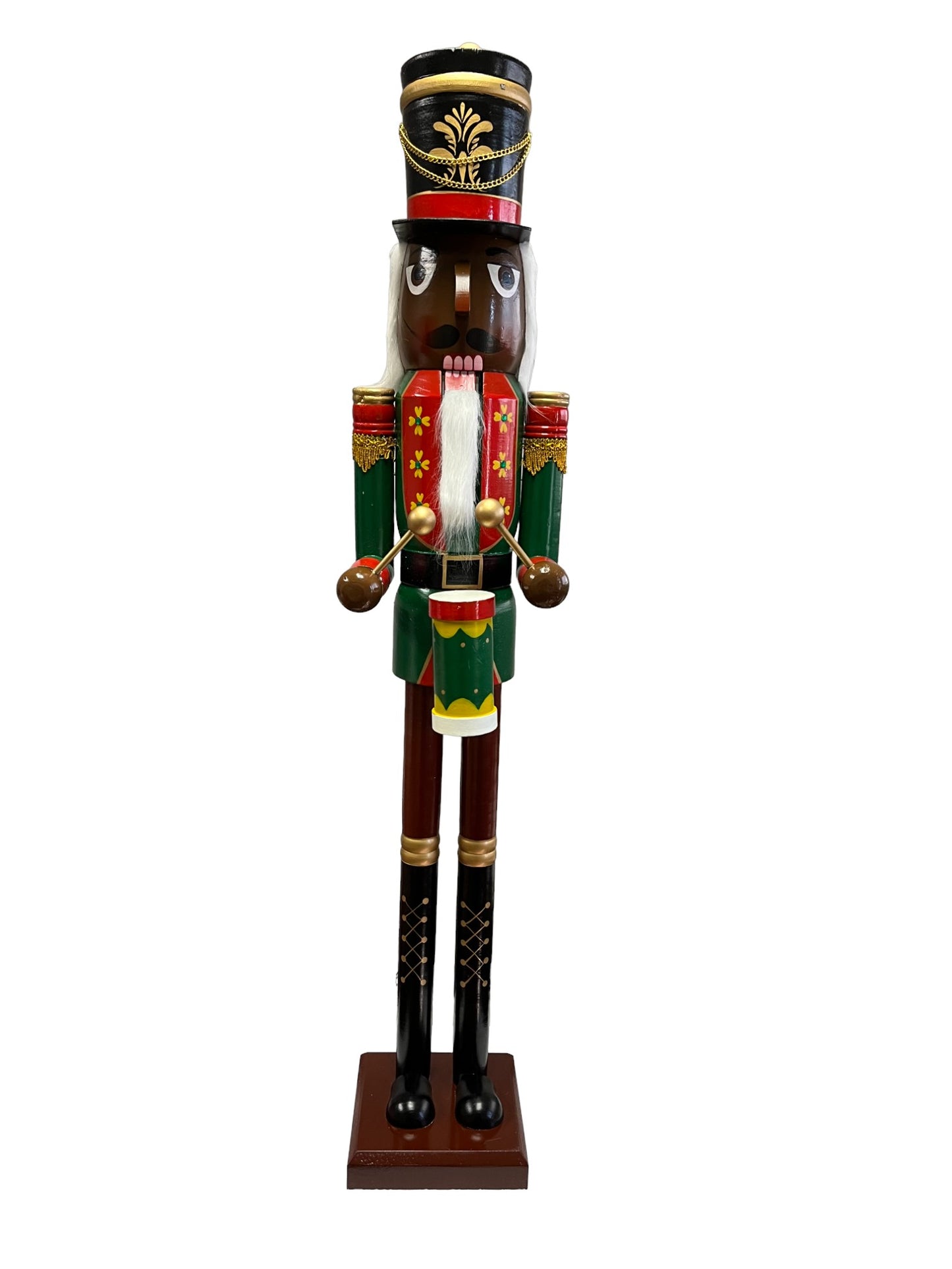 4ft Life-Size Blue Glitter Christmas Nutcracker King – African American Wooden Nutcracker Decoration