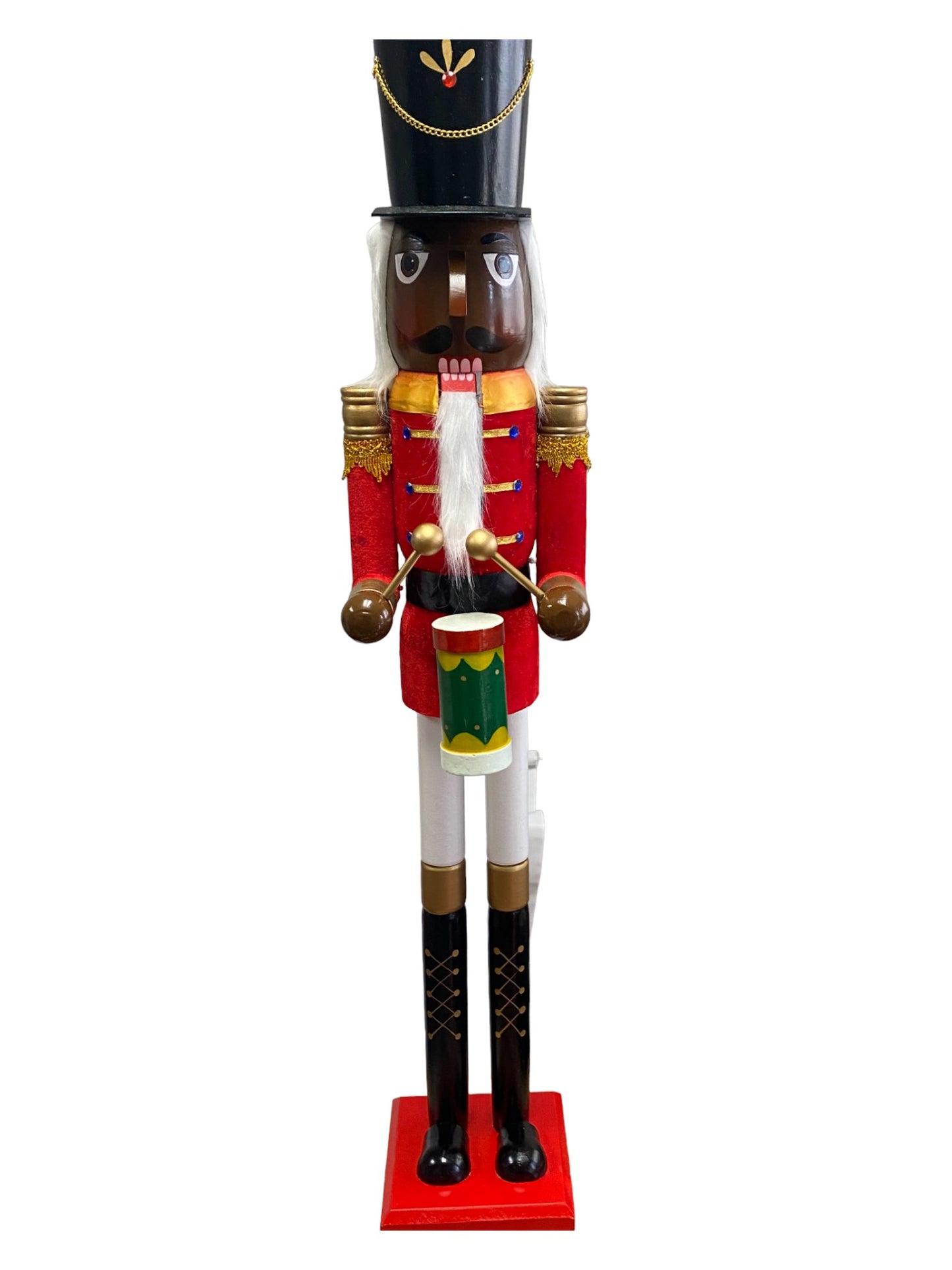 4ft Life-Size Blue Glitter Christmas Nutcracker King – African American Wooden Nutcracker Decoration