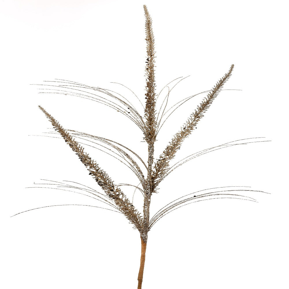 34-inch gold glitter mica triple spike grass Christmas spray