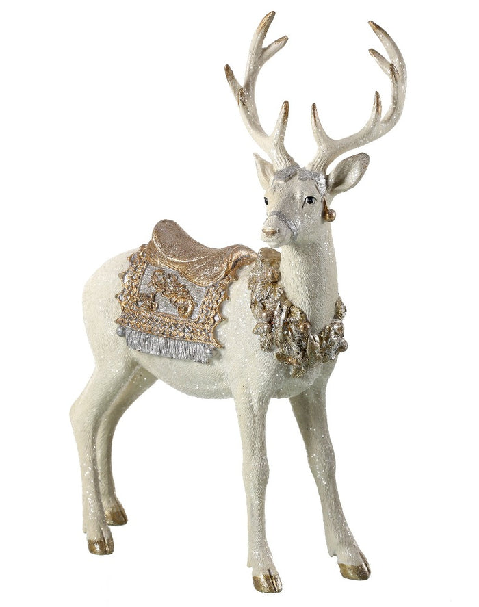 16-inch standing reindeer with glitter saddle and blanket