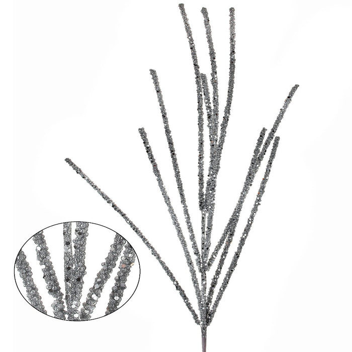 32-inch silver glitter mini berry grass Christmas spray